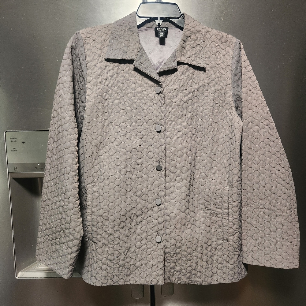 Eileen FISHER petite SMALL Textured Gray Women's Blazer NYLON Jacket